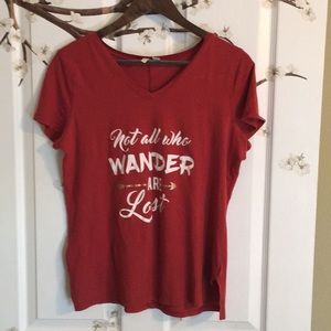 Cato- “Not all who wander are lost” V-neck tee